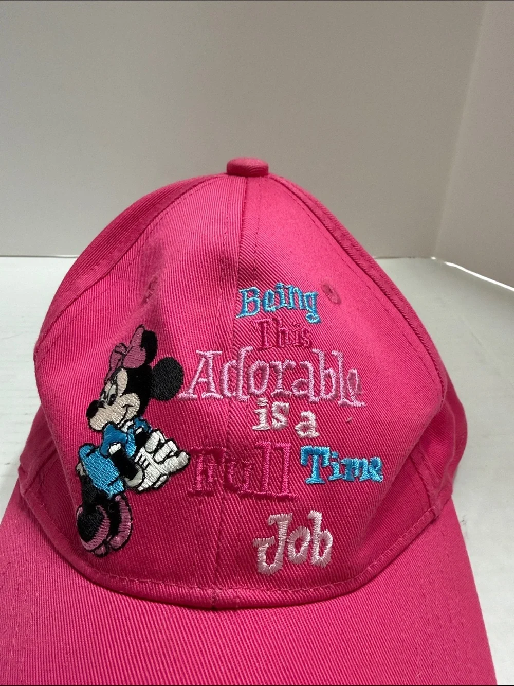 Disney Hot Pink Minnie Mouse Cap ‘Being This Adorable is a Full Time Job’
